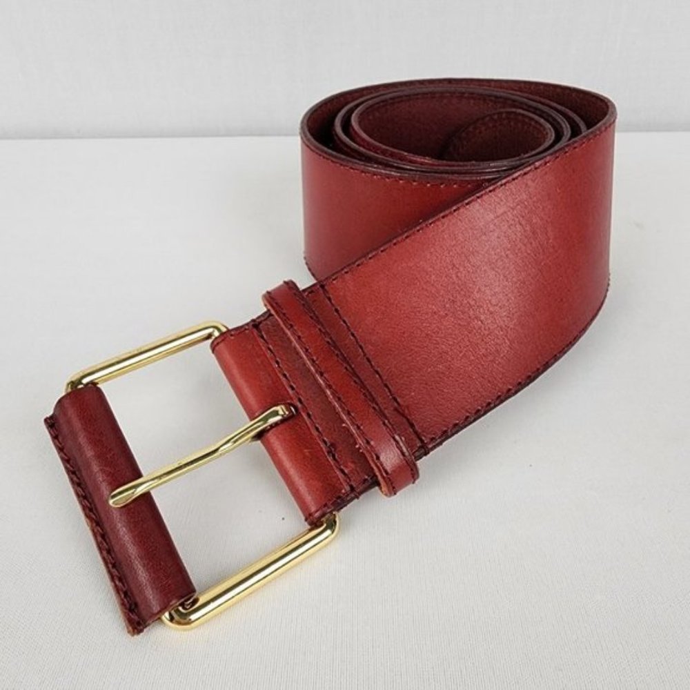 Linea Pelle Red Leather Calf Hair Belt Size L